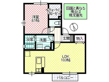 アネックス筑波(1LDK/1階)の間取り写真