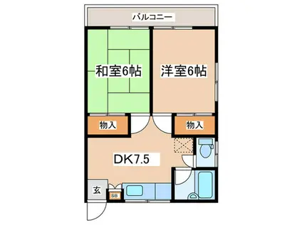 グリーンハイム(2DK/2階)の間取り写真
