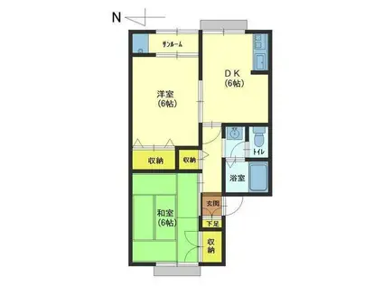 ベルクレージュ・FUJINAGA A棟(2DK/2階)の間取り写真