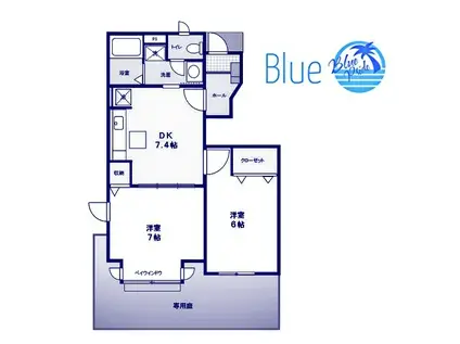 シャトーレ湘南I(2DK/1階)の間取り写真