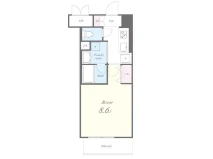 クレール南町(1K/6階)の間取り写真