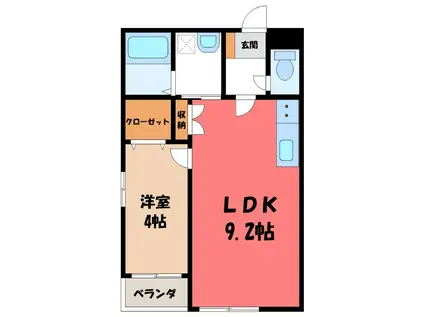 GARDEN MIYAKOI(1LDK/2階)の間取り写真