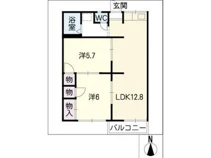 サニータウン七舗A(2LDK/1階)の間取り写真