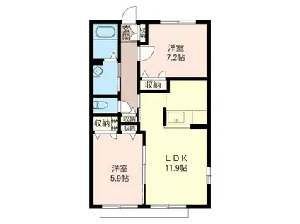 シャーメゾン カーサ・ミラ(2LDK/1階)の間取り写真