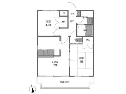 ホリーランド貫南(2LDK/1階)の間取り写真
