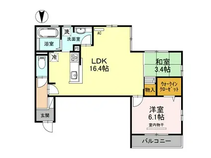 D HOUSE GRANDE(2LDK/3階)の間取り写真