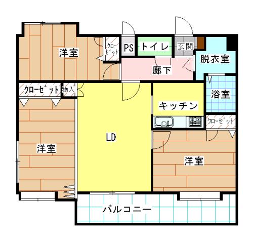 ニューリバー戸畑(3LDK/10階)の間取り写真