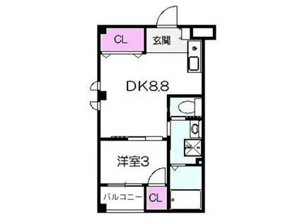 アハトハイクレジデンス南住吉(1DK/3階)の間取り写真