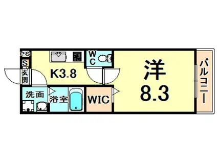 パインフィールド(1K/2階)の間取り写真