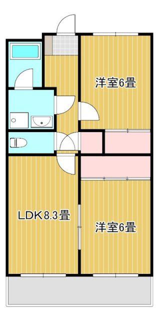 フローレンス門神(2LDK/4階)の間取り写真
