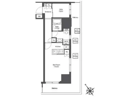 東京ポートシティ竹芝 レジデンスタワー(ワンルーム/2階)の間取り写真