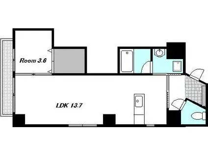 アーバンパレス医大前(1LDK/6階)の間取り写真