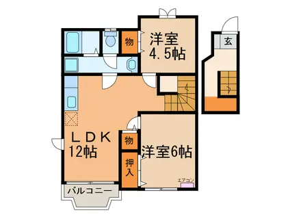 クレストールK5(2LDK/2階)の間取り写真