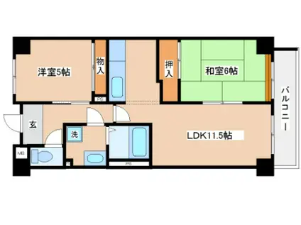 ワインベール新長田(2LDK/4階)の間取り写真