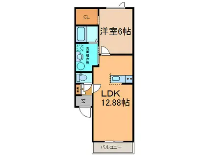 プラシードIII(1LDK/2階)の間取り写真