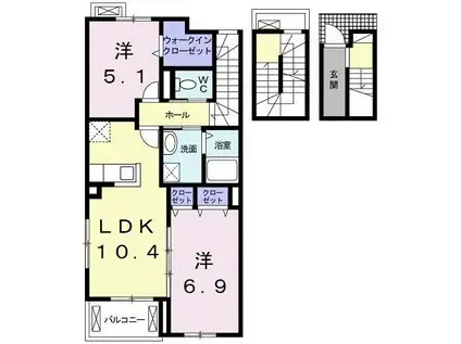 リヴェール聖(2LDK/3階)の間取り写真
