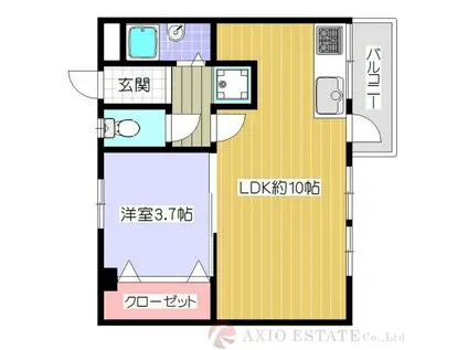 マンション山吹(1LDK/3階)の間取り写真