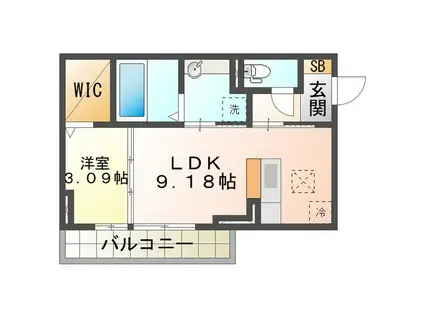 COOLS(1LDK/1階)の間取り写真