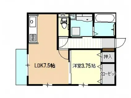 シルクハウスA棟(1LDK/1階)の間取り写真