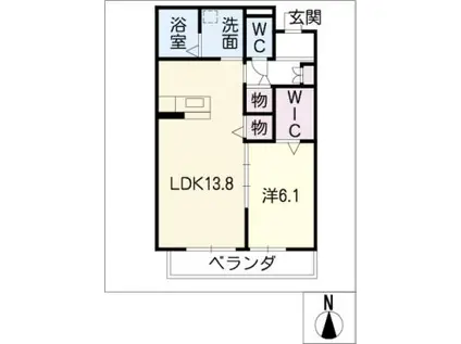 ドゥシャンテ(1LDK/2階)の間取り写真