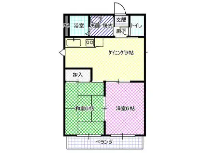 サンシャインII(2DK/2階)の間取り写真
