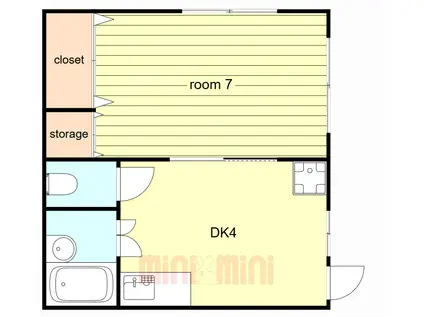 セジュール北町(1DK/2階)の間取り写真