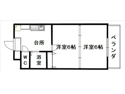 ロイヤルアネックス連坊(2K/7階)の間取り写真