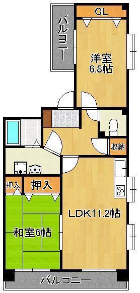 ガーデンパレスやひろI(2LDK/7階)の間取り写真