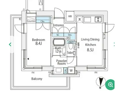 番長會所(1LDK/1階)の間取り写真