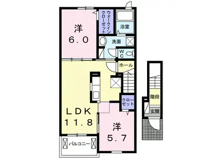 ラッフィナート(2LDK/2階)の間取り写真