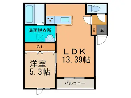 LAULEA18条(1LDK/3階)の間取り写真