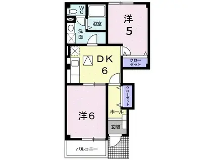 ブランドール州見台(2DK/1階)の間取り写真