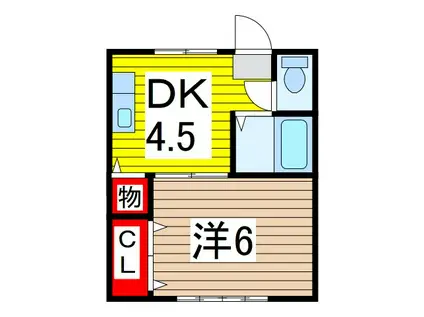 南マンション(1DK/3階)の間取り写真