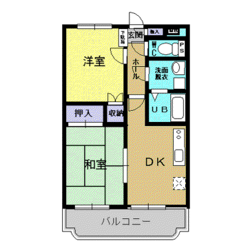 ハイツフレンド(2DK/2階)の間取り写真