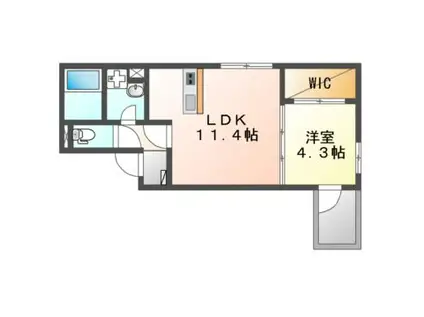 MIMOSA(1LDK/2階)の間取り写真