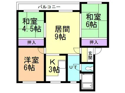 寿ハイツ新生(3LDK/3階)の間取り写真