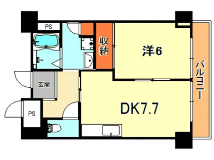 マドマーゼルハイツ(1DK/6階)の間取り写真