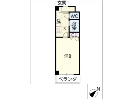 ベレーサ本山(1K/2階)の間取り写真