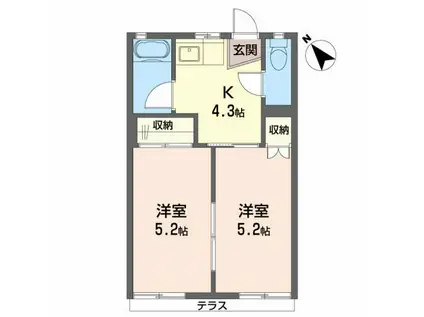 コーポ藤(2K/1階)の間取り写真