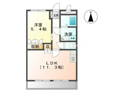 ウィステリアL(1LDK/2階)の間取り写真