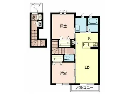 ブライトグリーンII(2LDK/2階)の間取り写真