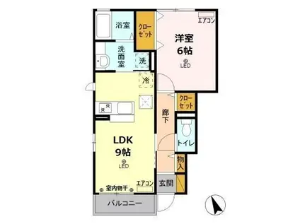 フォレスターナ I(1LDK/1階)の間取り写真