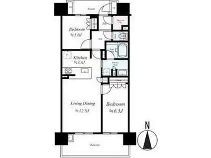 ファミリアーレ名駅ミッドウエスト(2LDK/2階)の間取り写真