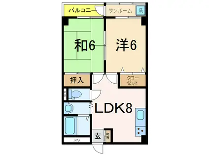 プレステージⅠ(2LDK/2階)の間取り写真