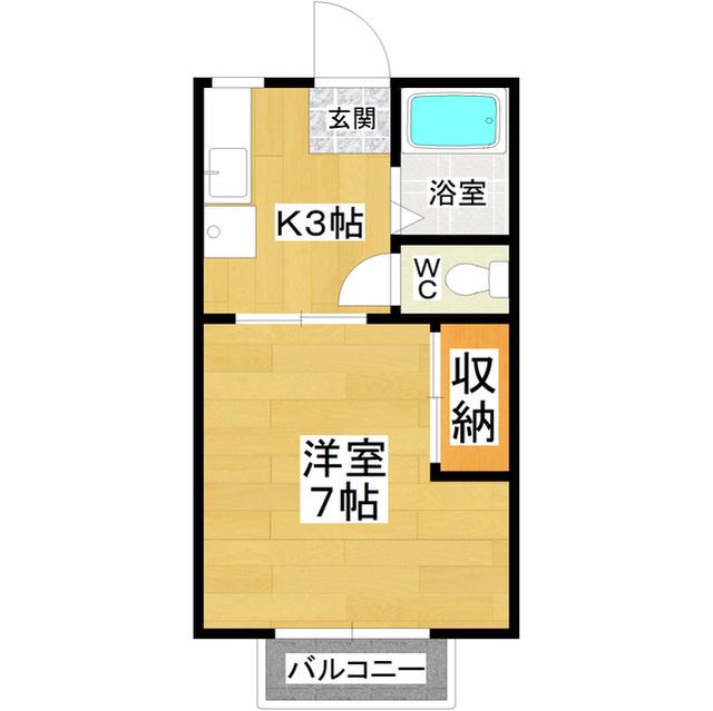 マイシティライフ16番館(1K/1階)の間取り写真