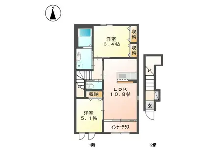 ラ サルーテ ヴィータ(2LDK/2階)の間取り写真