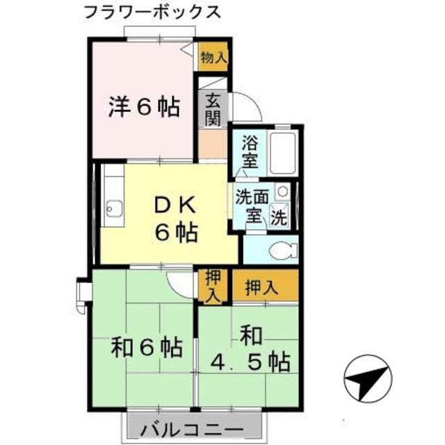 メゾン楠見中A棟(3DK/2階)の間取り写真
