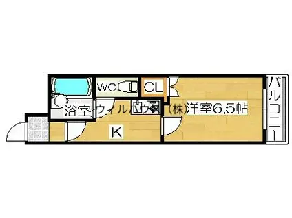 クリアサカイⅢ(1K/3階)の間取り写真