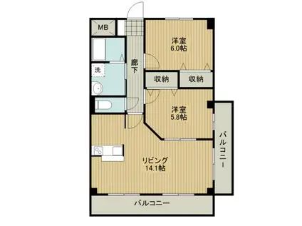 Mエスパシオ(2LDK/1階)の間取り写真