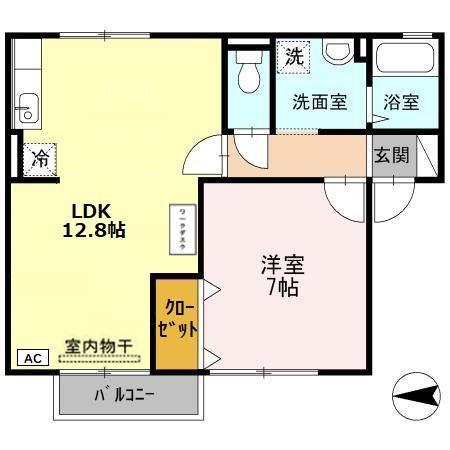 フォレスト久山B(1LDK/2階)の間取り写真